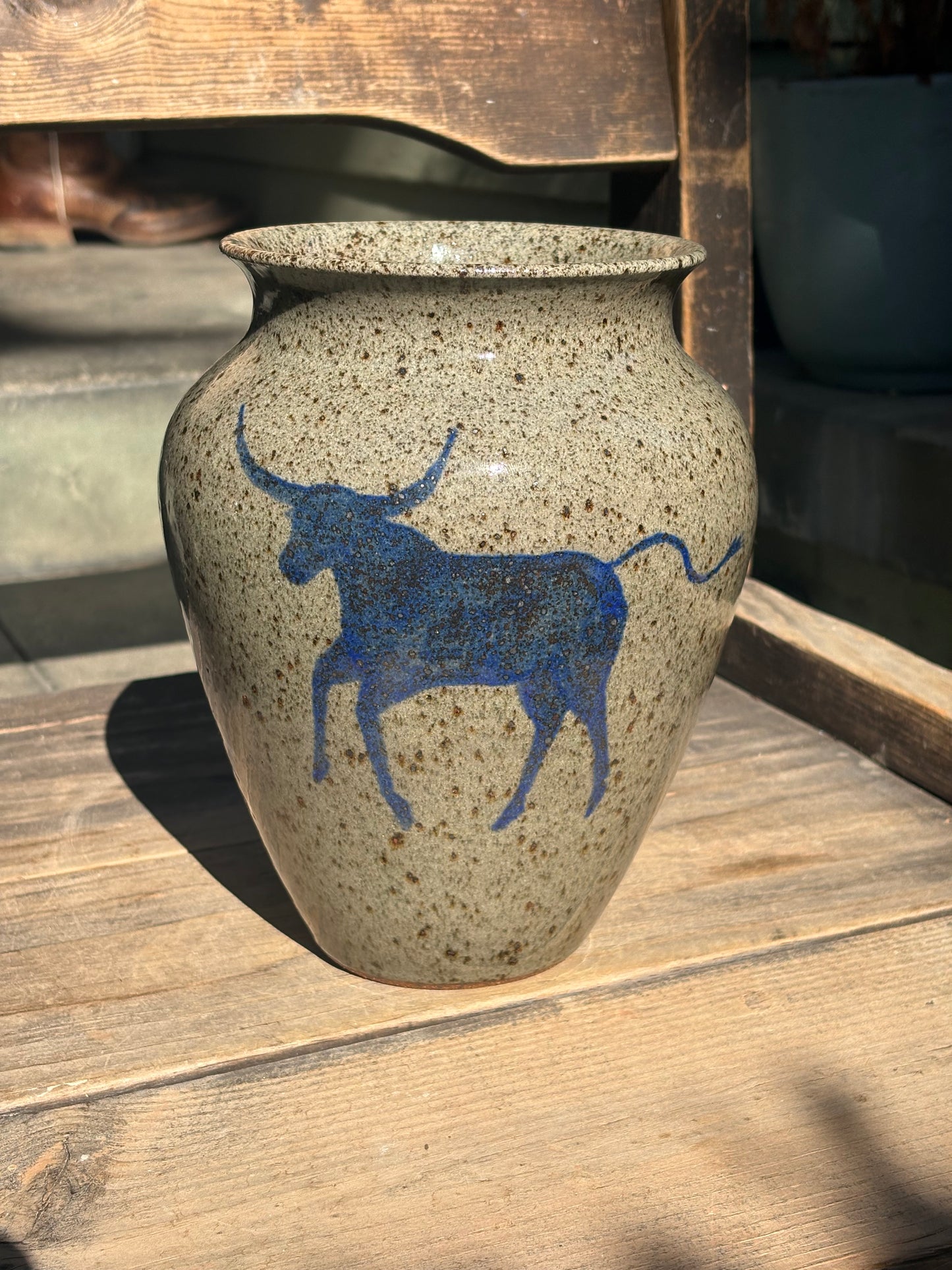 Bull and Cowboy Vase