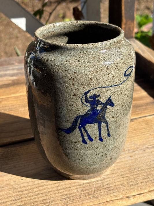 Cowboy and Bull vase