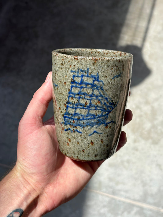 Clipper Ship and Shark cup