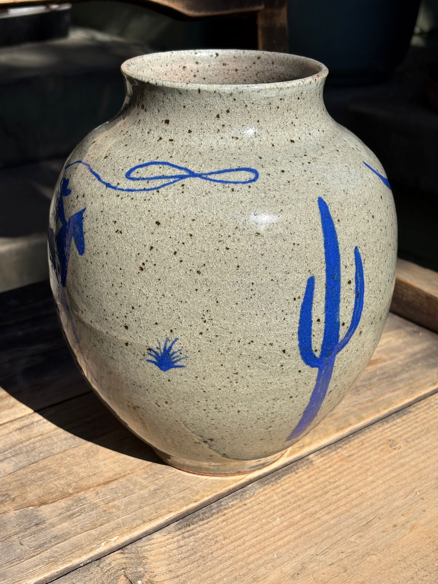Lassoing Cowboy and Bull vase