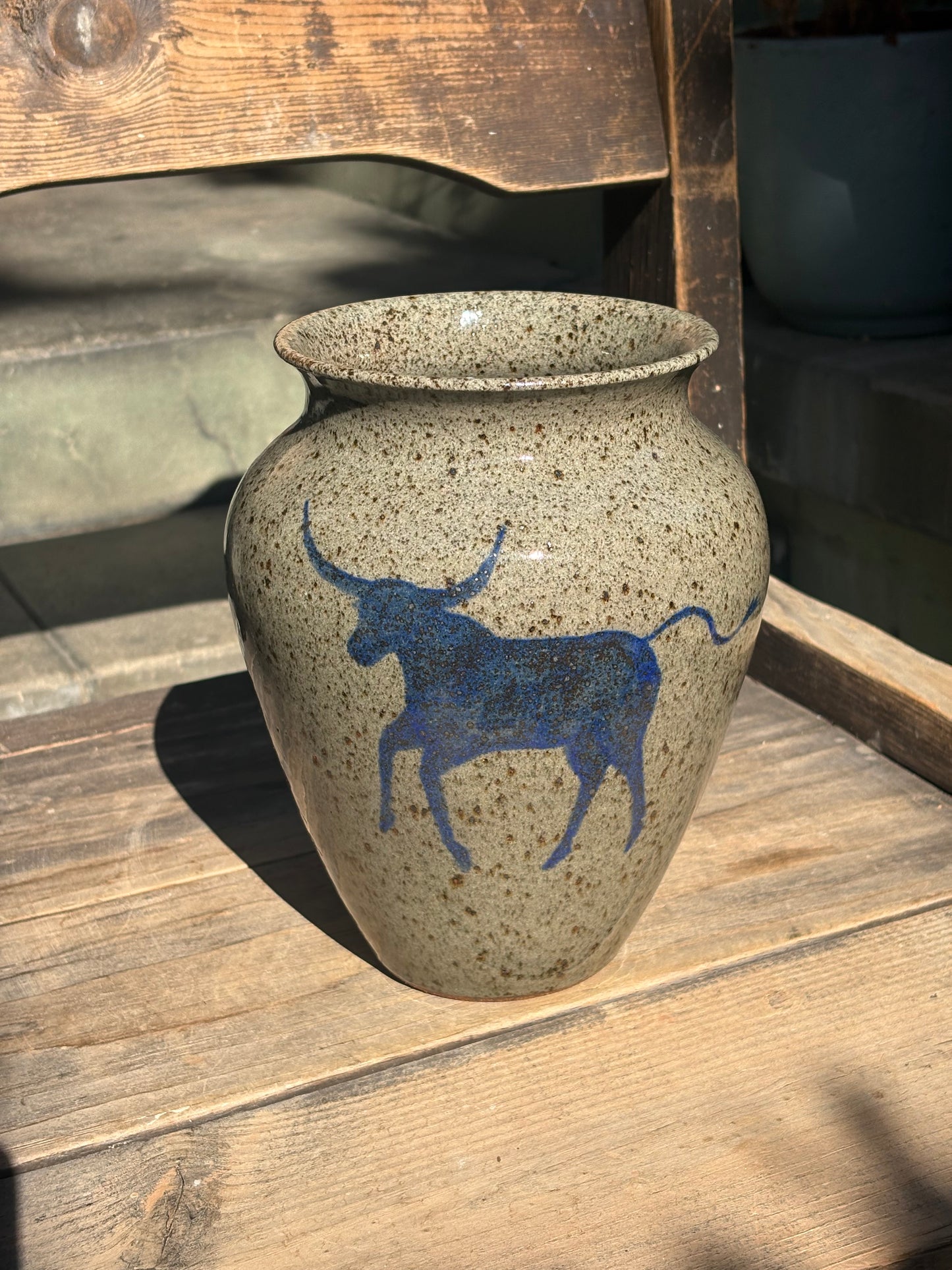 Bull and Cowboy Vase