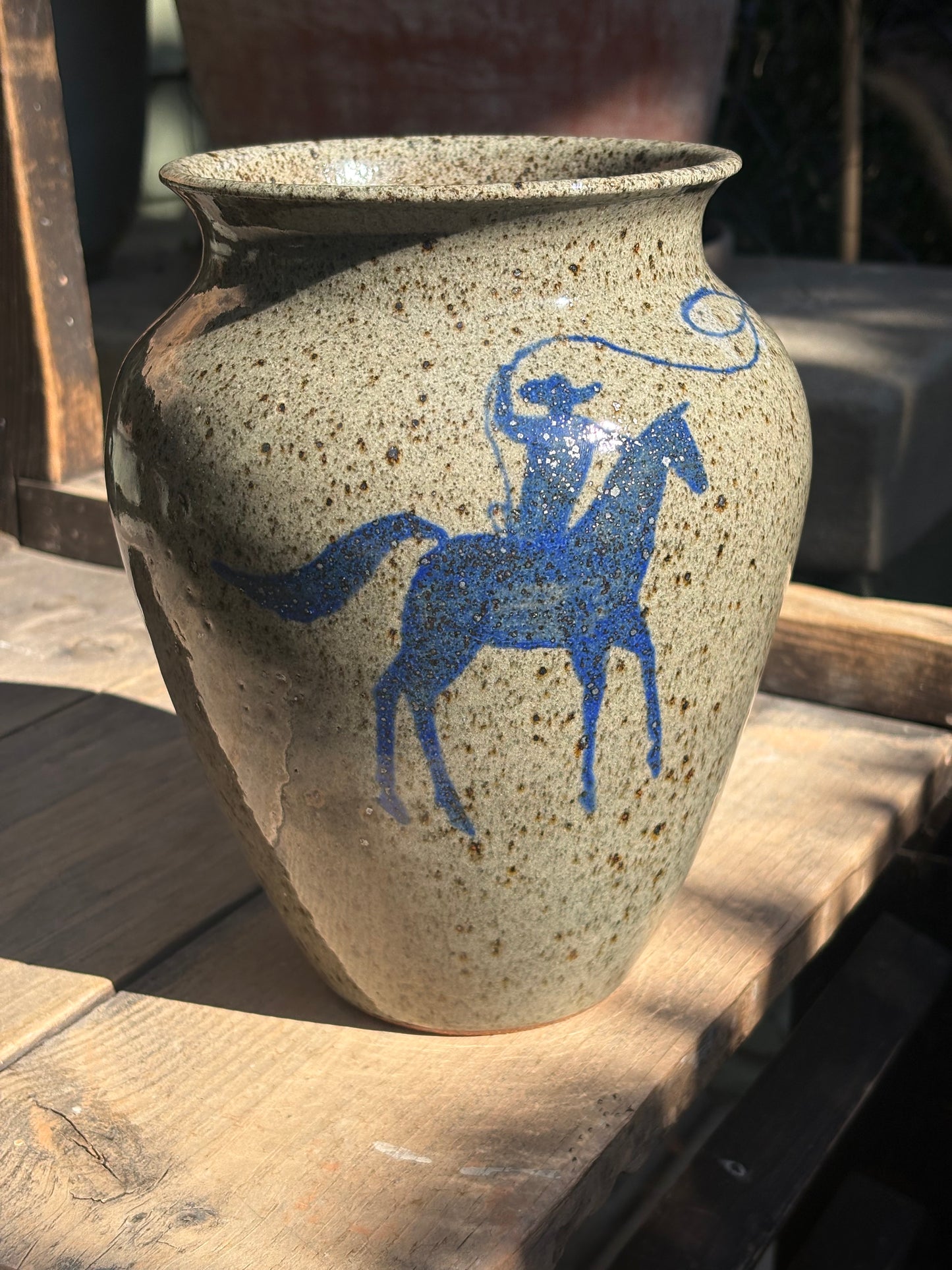 Bull and Cowboy Vase