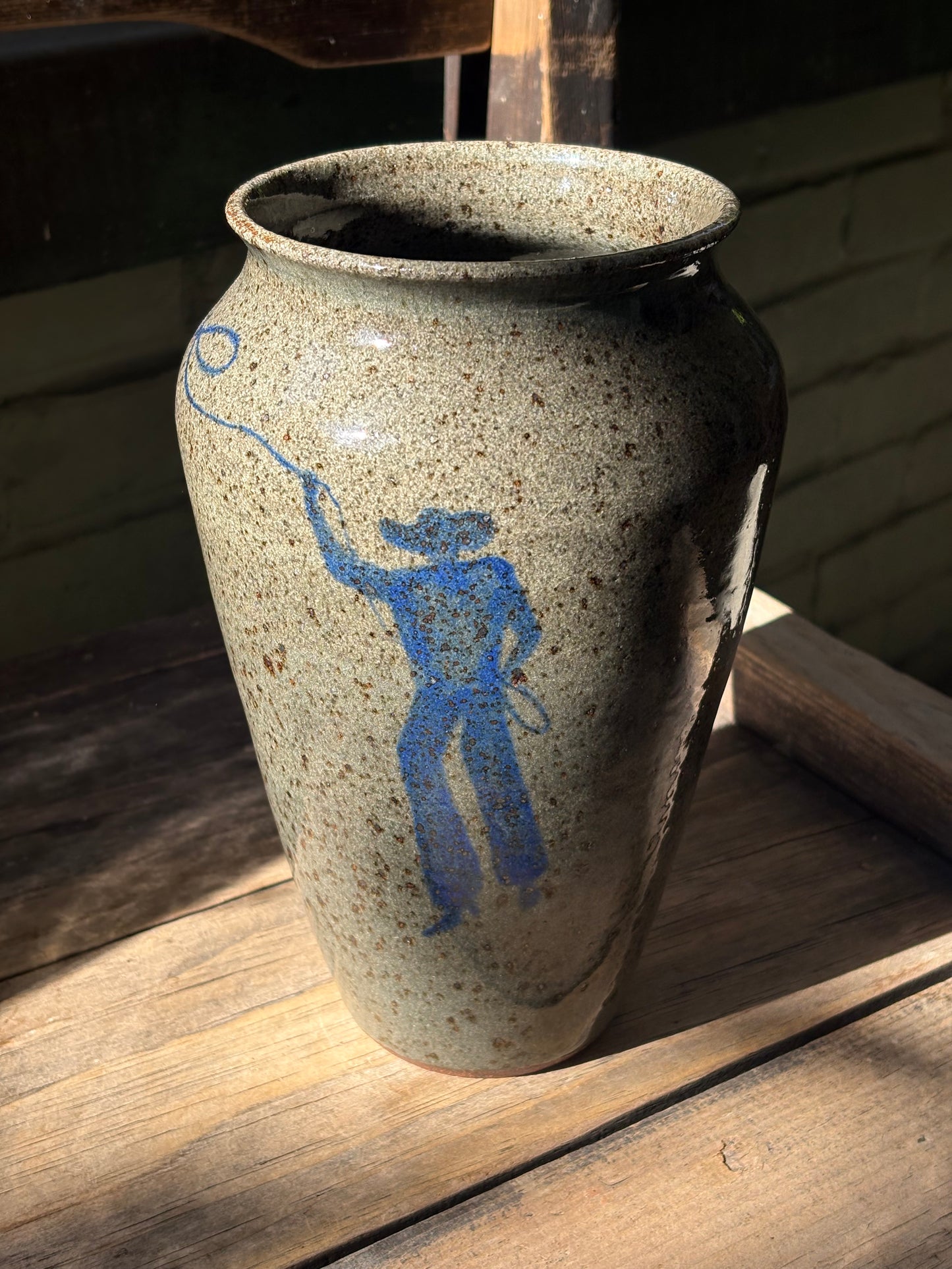 Lassoing Cowboy and Horse vase