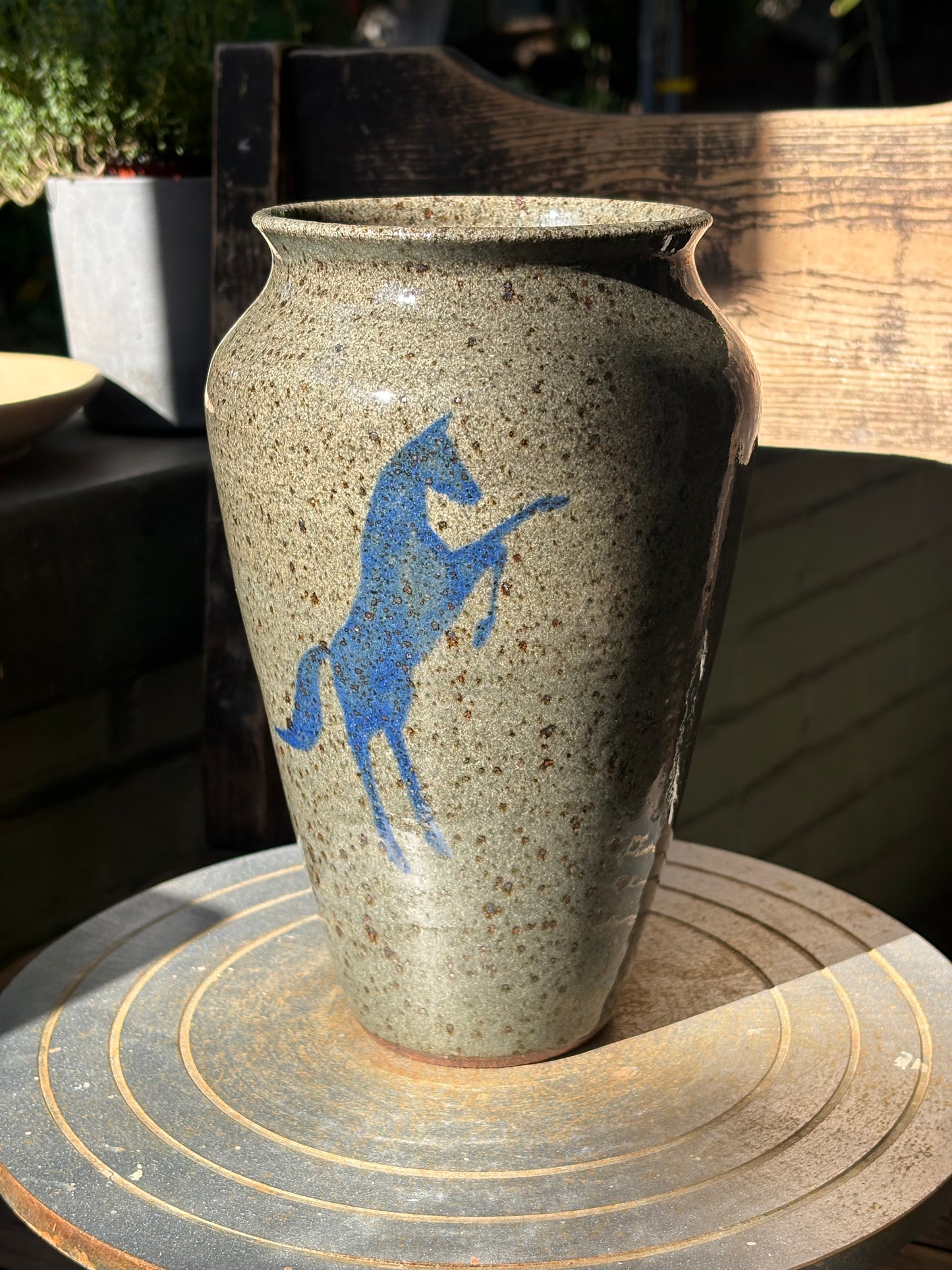 Lassoing Cowboy and Horse vase