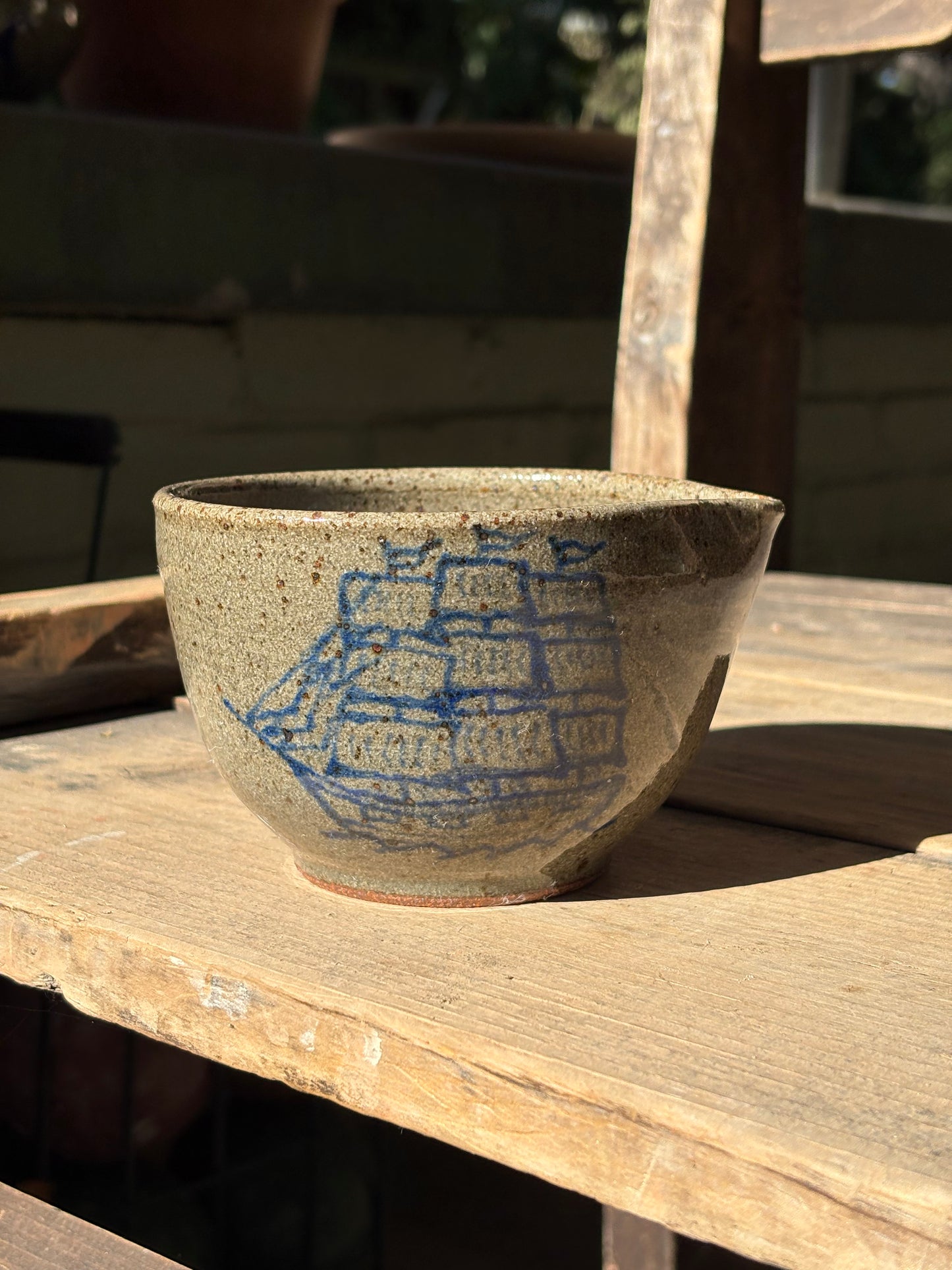 Hammerhead Shark and Clipper Ship matcha bowl