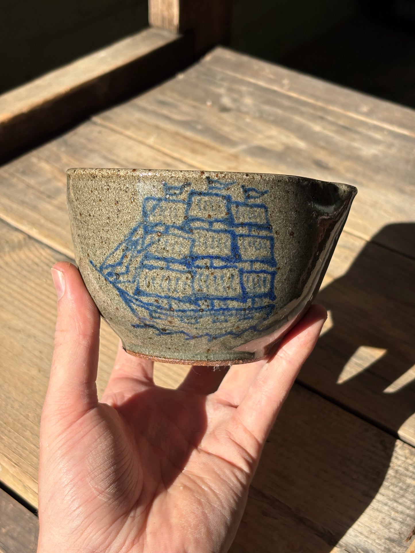 Hammerhead Shark and Clipper Ship matcha bowl