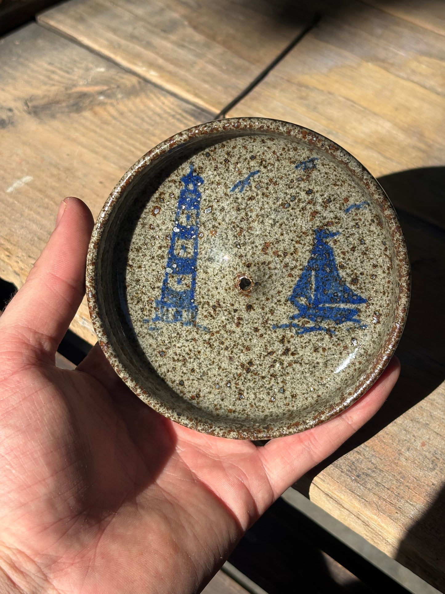 Ship and Lighthouse incense holder