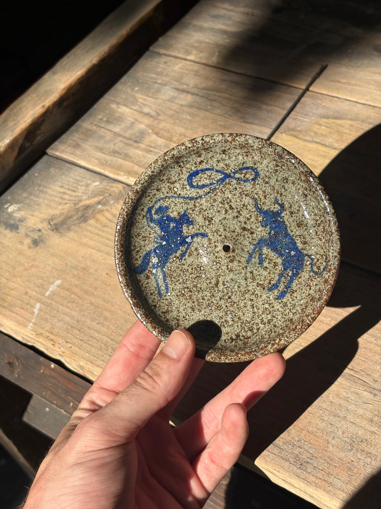 Lassoing Cowboy and Bull incense holder