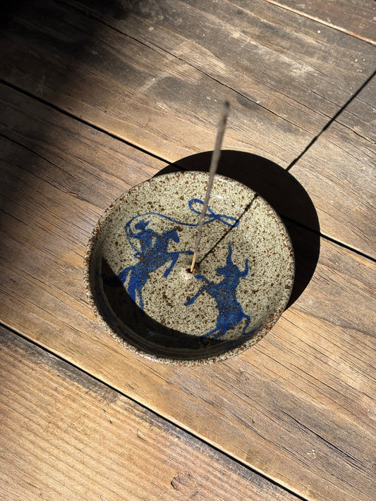 Lassoing Cowboy and Bull incense holder
