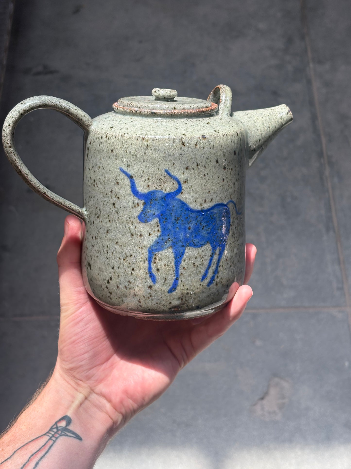 Lassoing Cowboy and Bull teapot