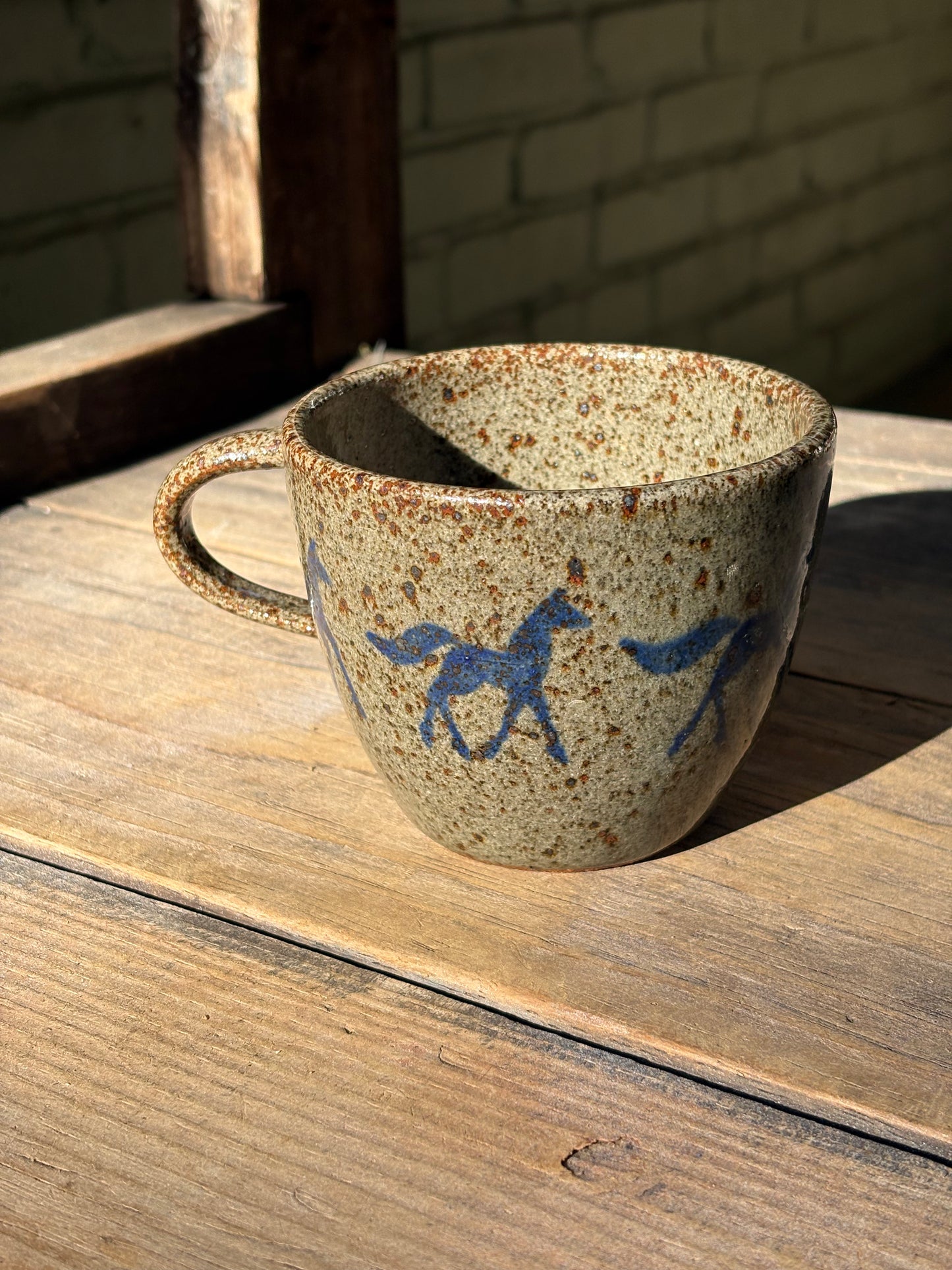 Running Horses wide mug