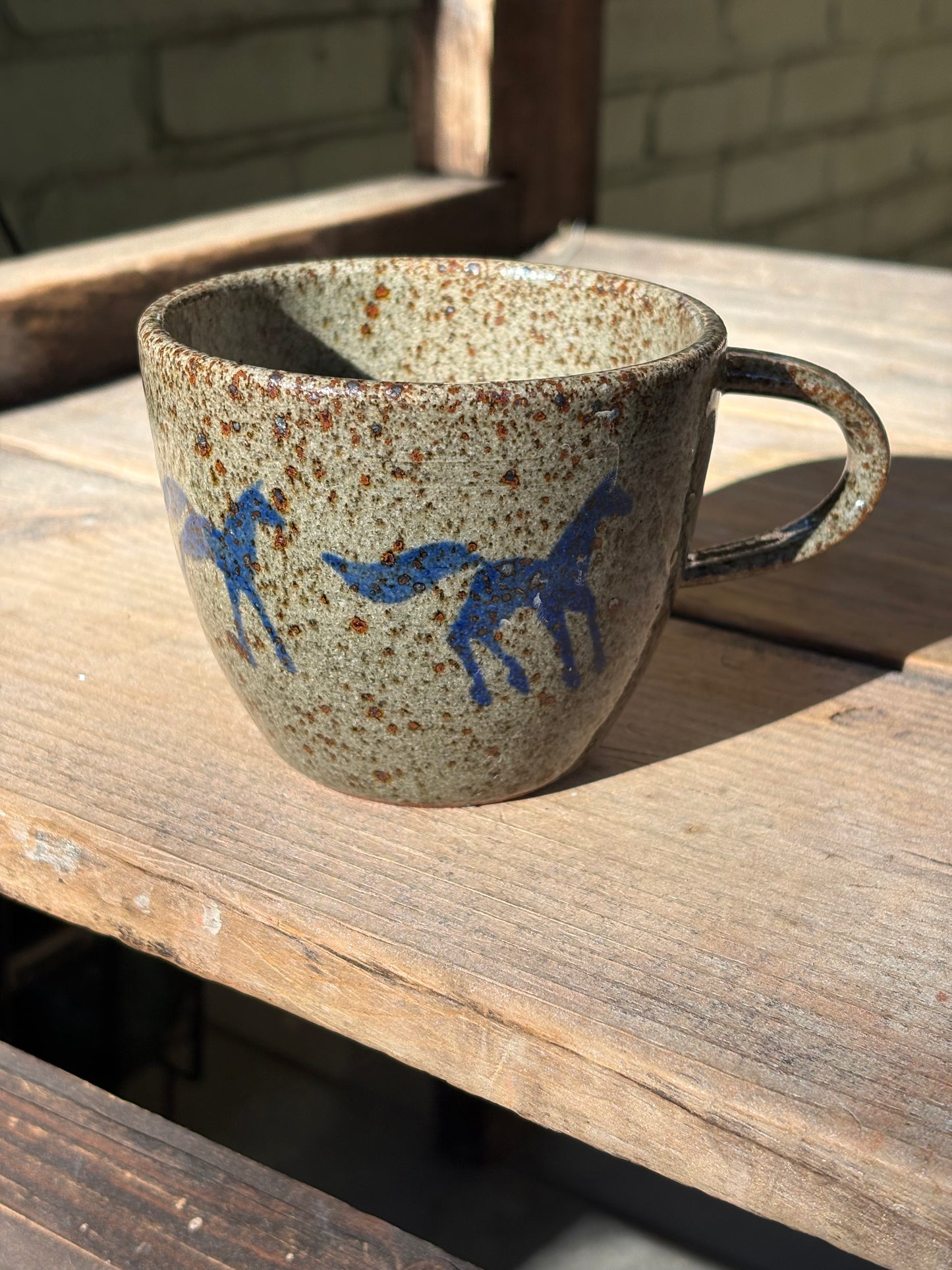 Running Horses wide mug
