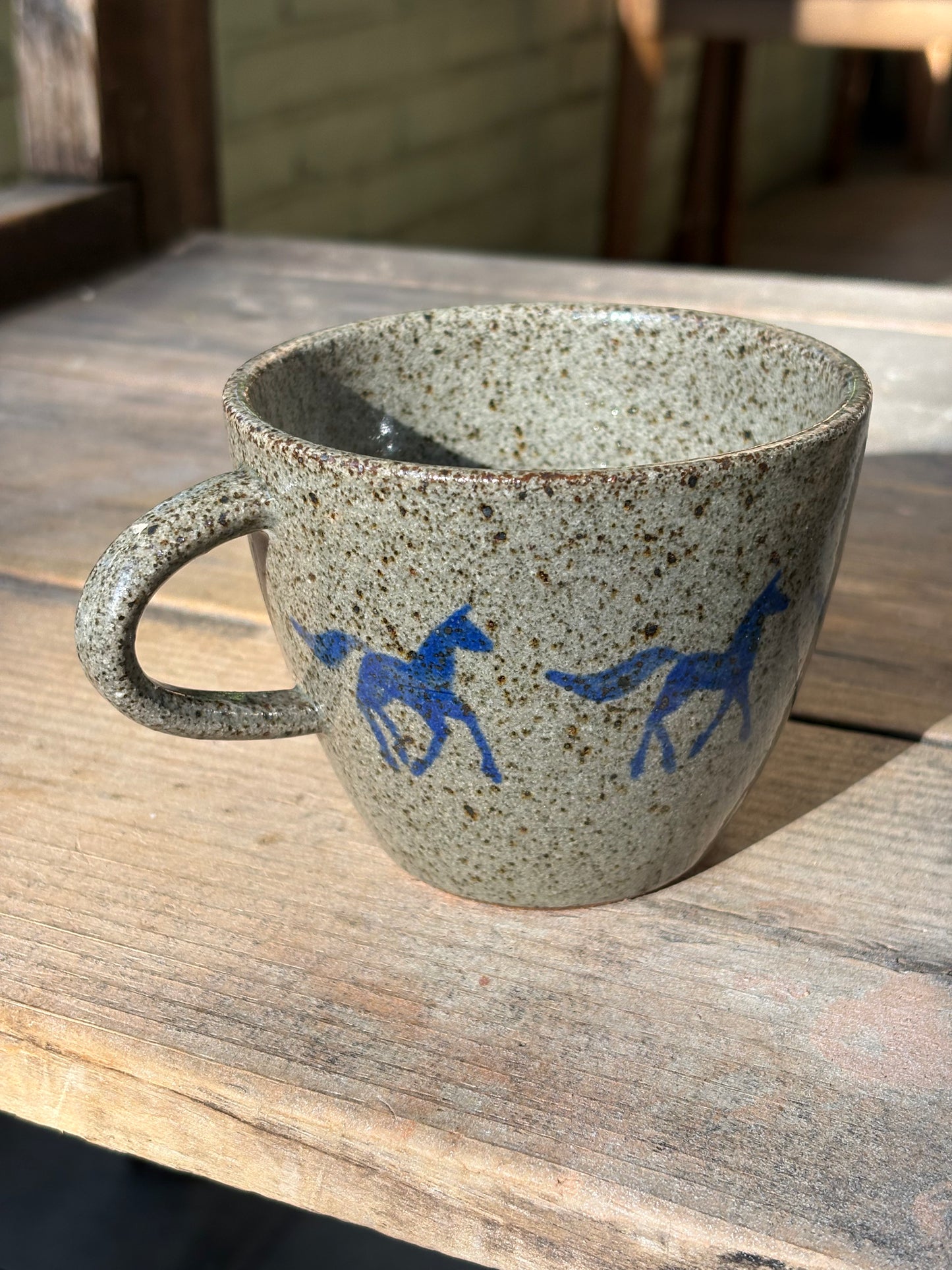 Running Horses wide mug