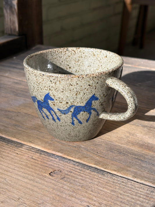 Running Horses wide mug