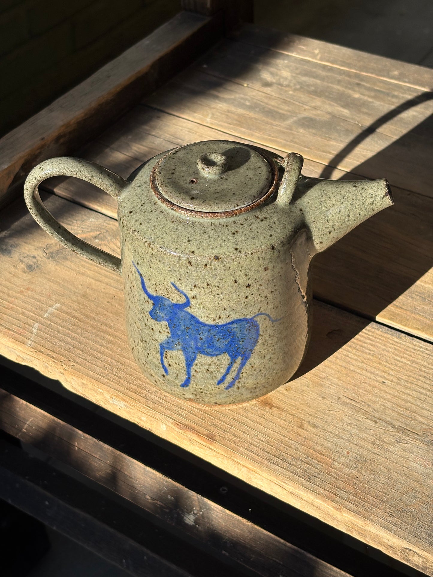 Lassoing Cowboy and Bull teapot