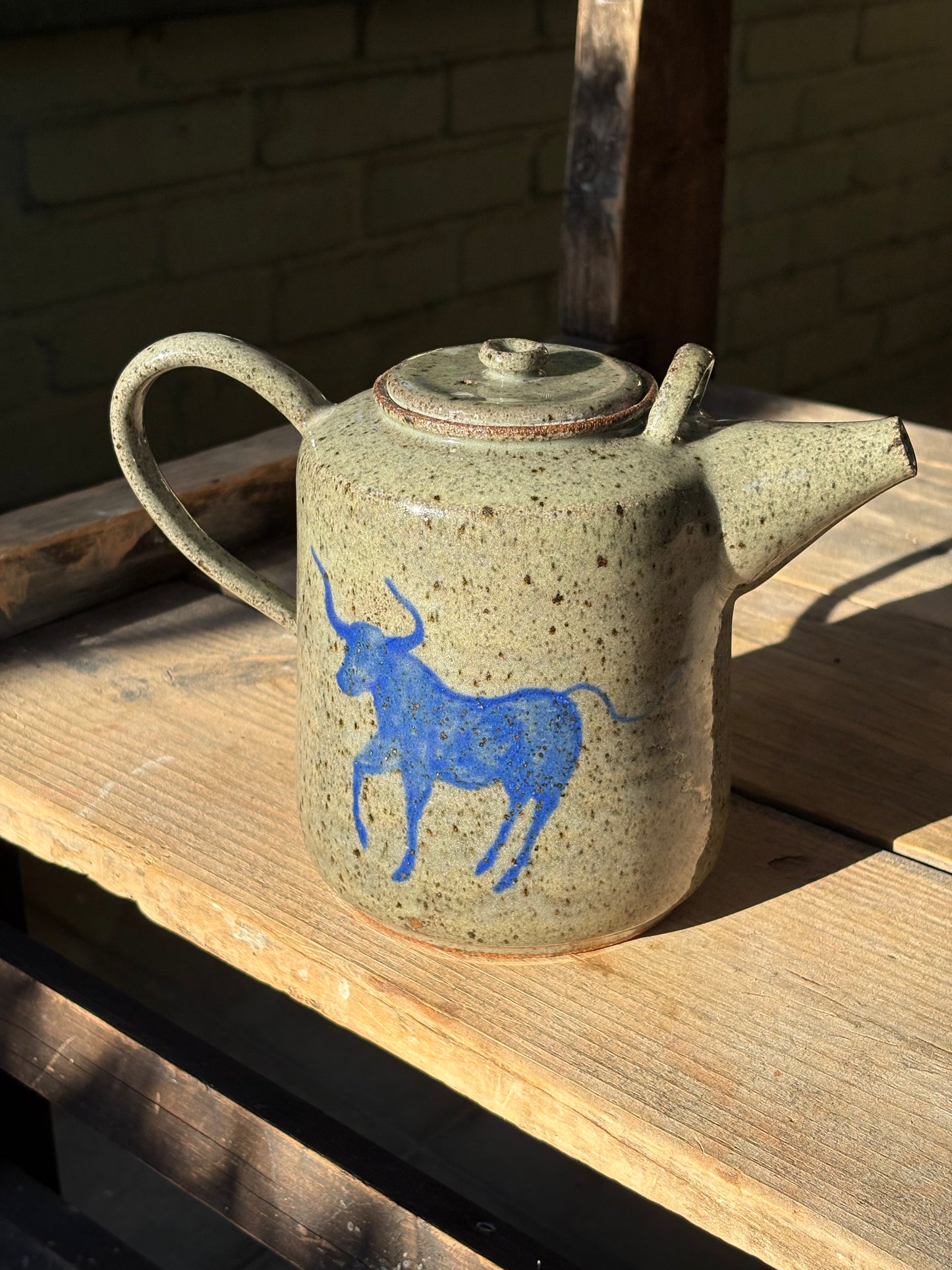 Lassoing Cowboy and Bull teapot