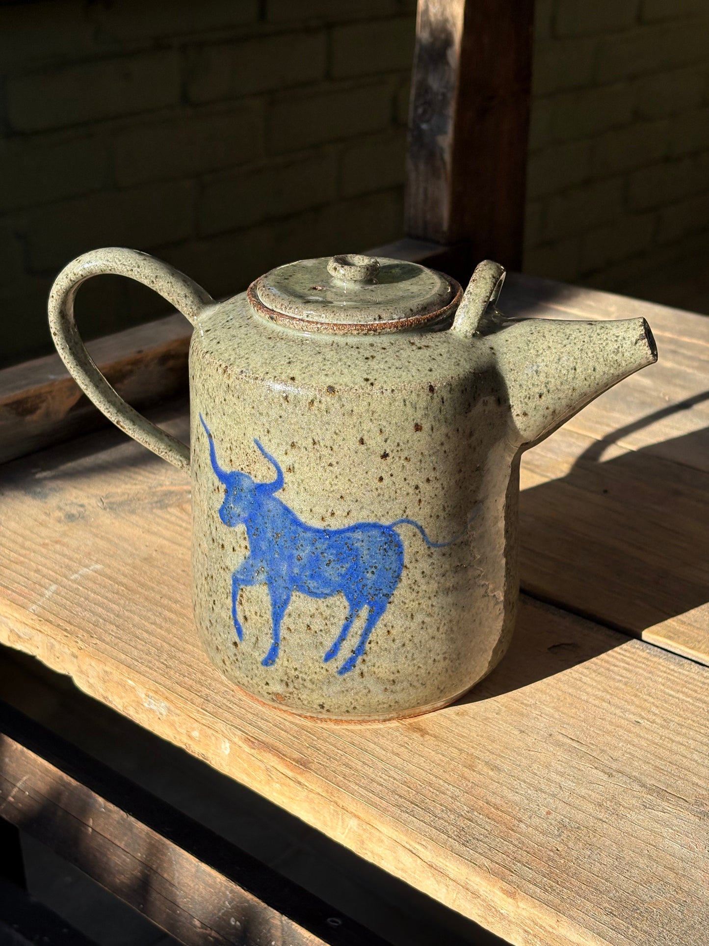 Lassoing Cowboy and Bull teapot