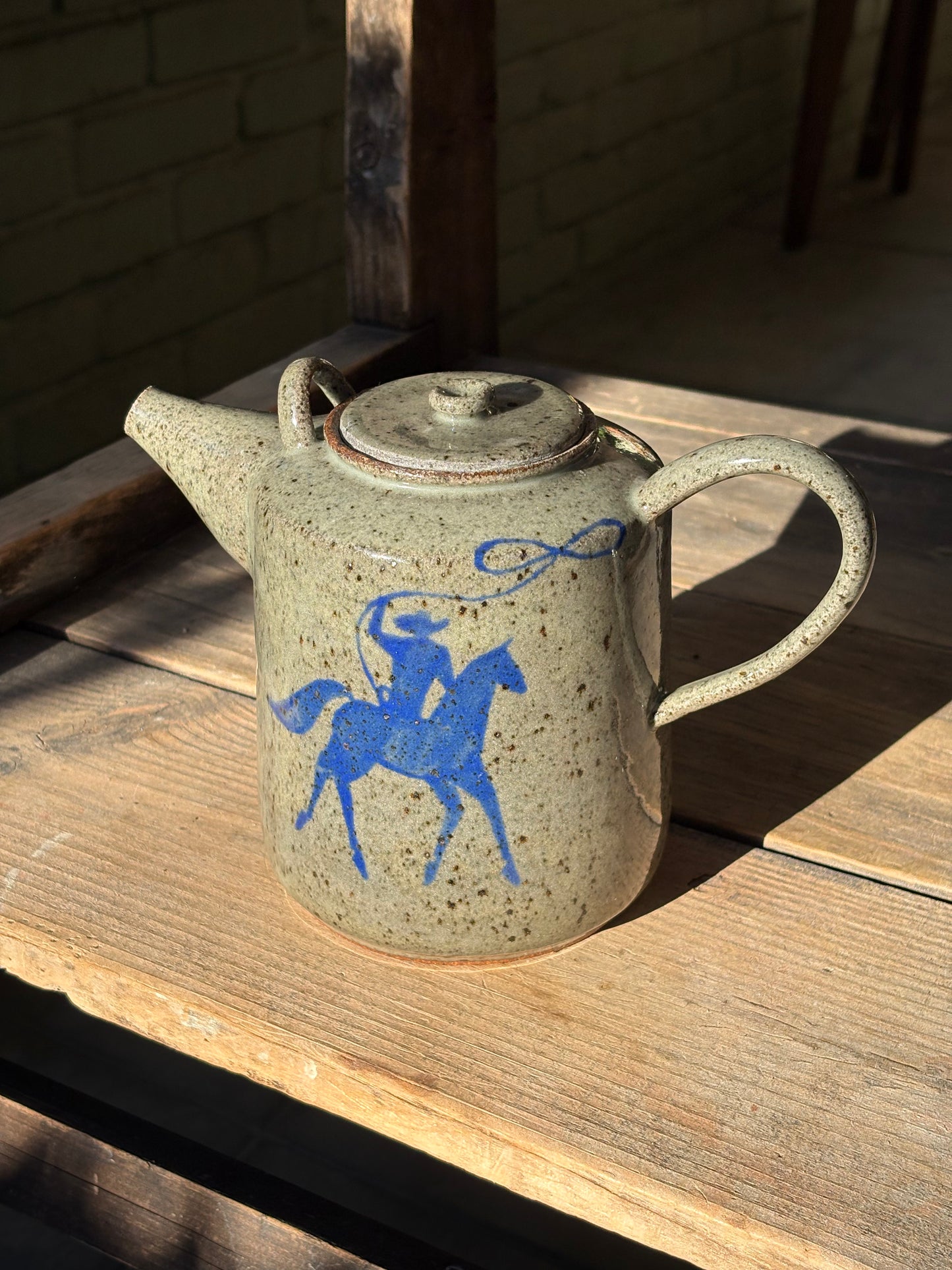 Lassoing Cowboy and Bull teapot