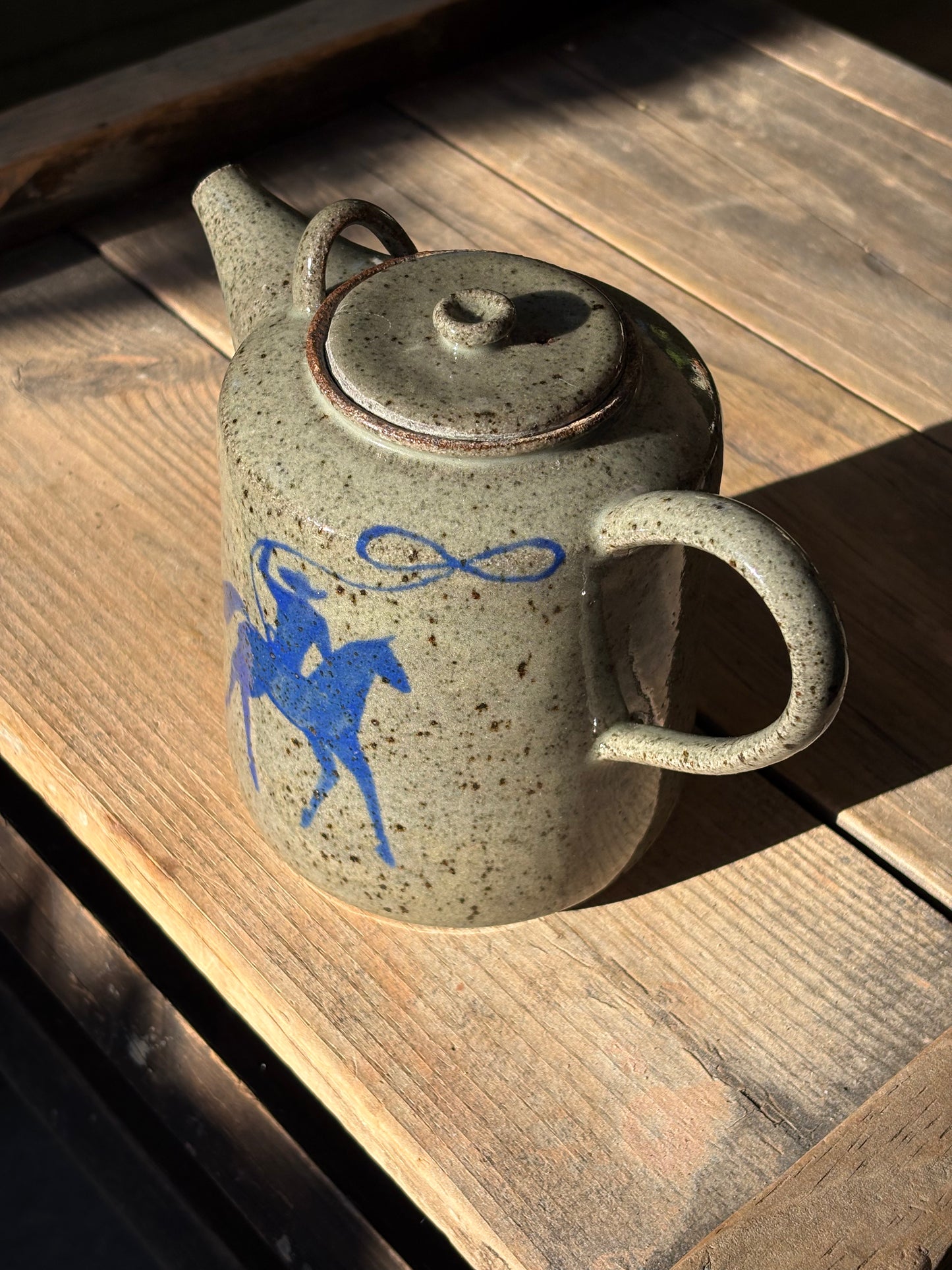 Lassoing Cowboy and Bull teapot