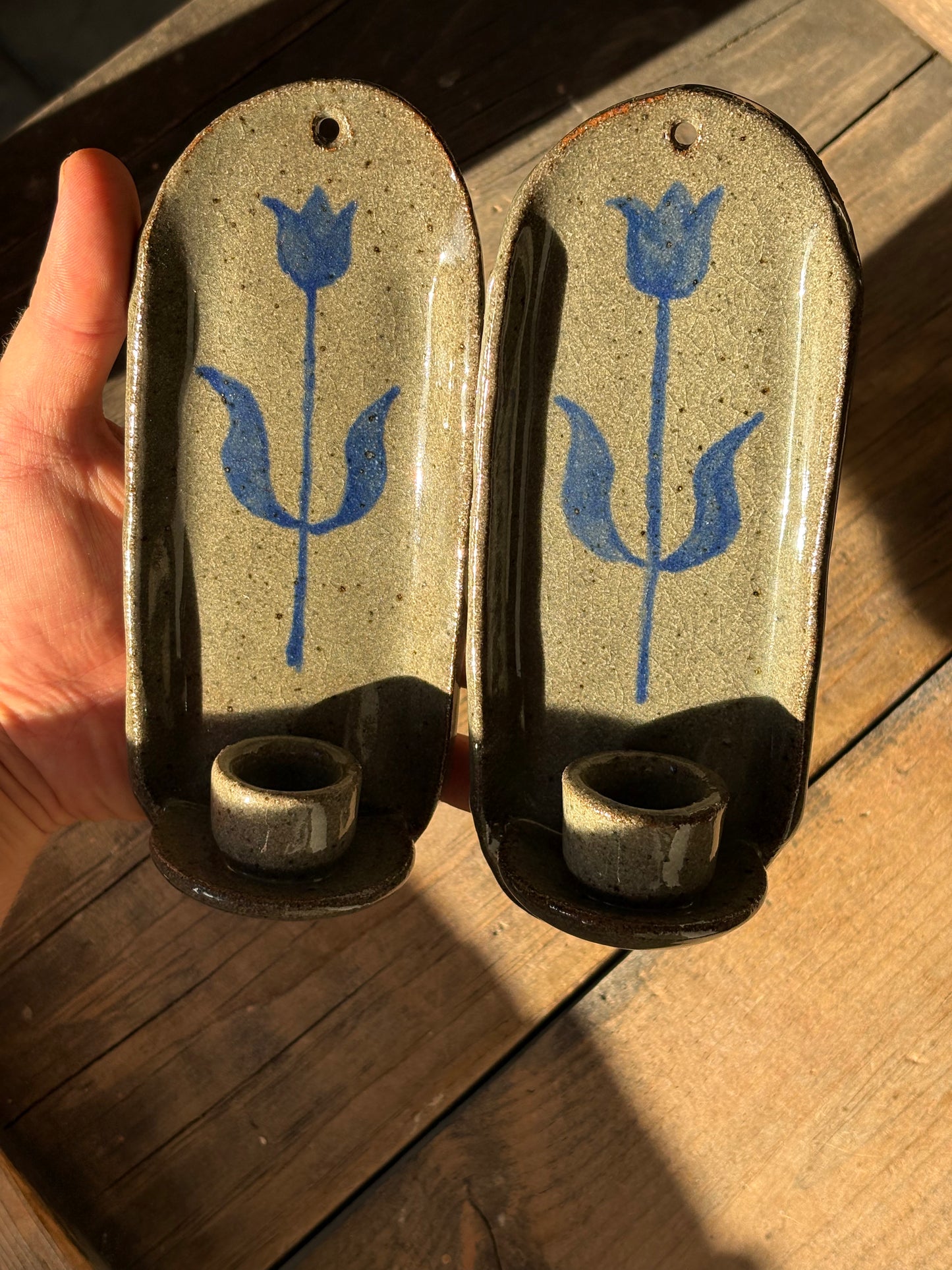 Tulip candle sconce set